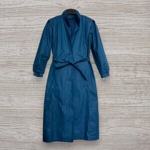 LONDON FOG Vintage 80s Turquoise Teal Long Trench Rain Water Repellent Coat 8